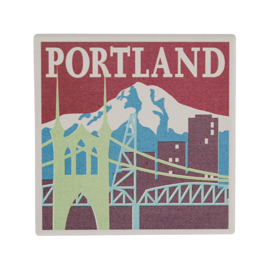 Portland Bridges Woodblock Coaster