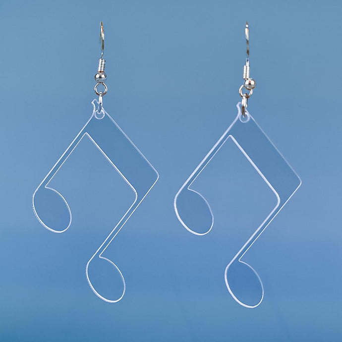 Music Note Clear Acrylic Earrings front