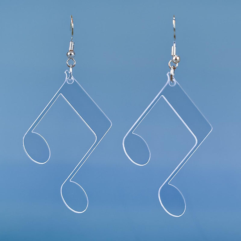 Load image into Gallery viewer, Music Note Clear Acrylic Earrings front
