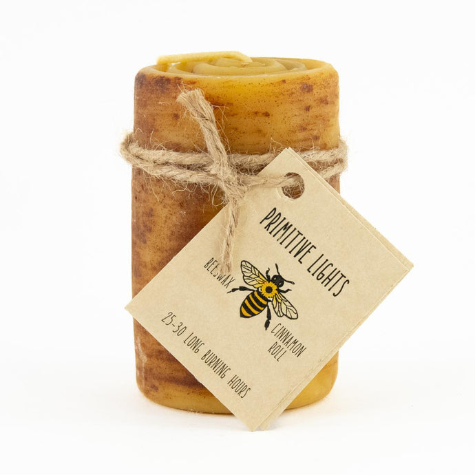 Primitive Lights Cinnamon Roll Fragrance Beeswax Candle, 6oz.