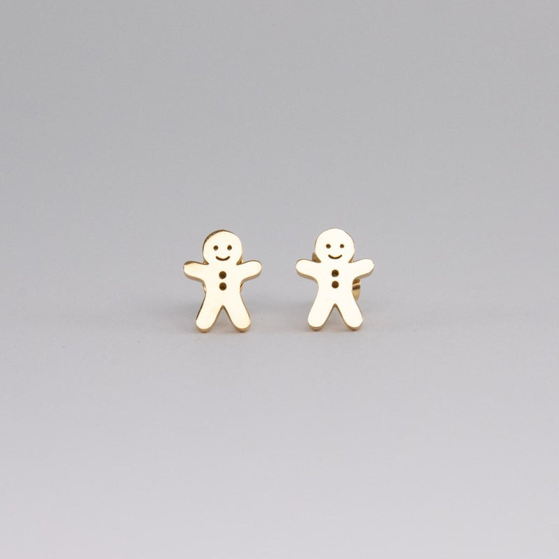 Load image into Gallery viewer, Gold Gingerbread Holiday Earrings
