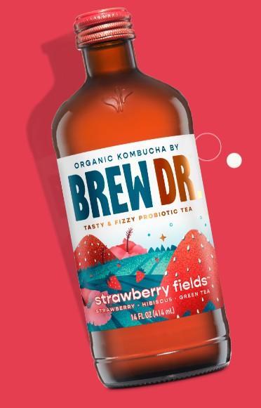Kombucha Brew Dr. Strawberry Fields, 14oz