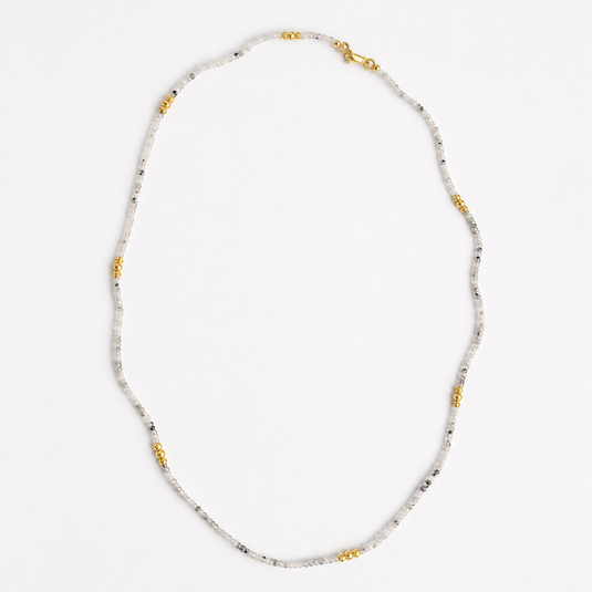 Tourmalinated Moonstone and Gold Vermeil Beaded Necklace