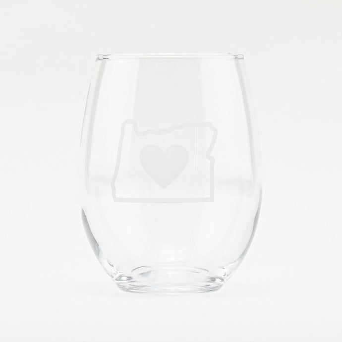 Heart in Oregon Stemless Wine Glass