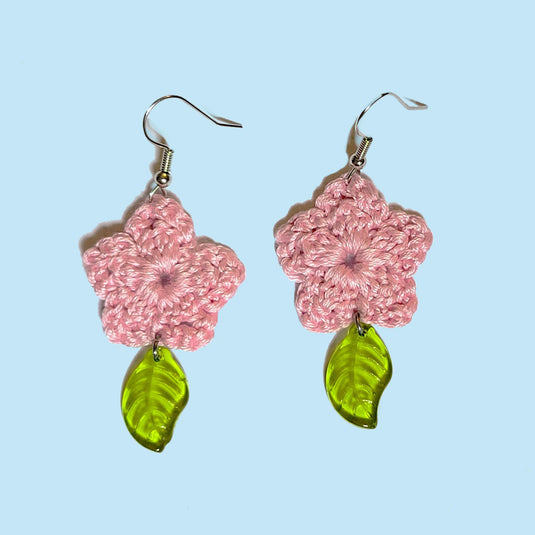 Earrings knit cherry blossom