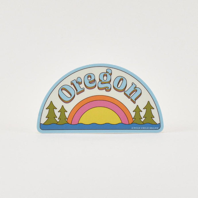 Retro Oregon Rainbow Sticker