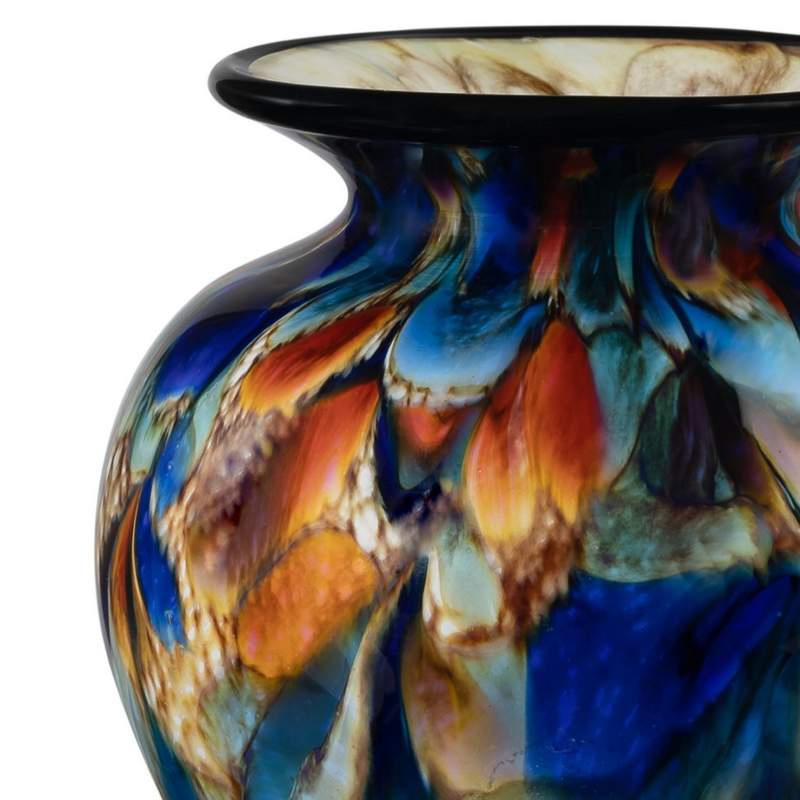 Load image into Gallery viewer, The Glass Forge Blue Sunrise Squat Vase, Small
