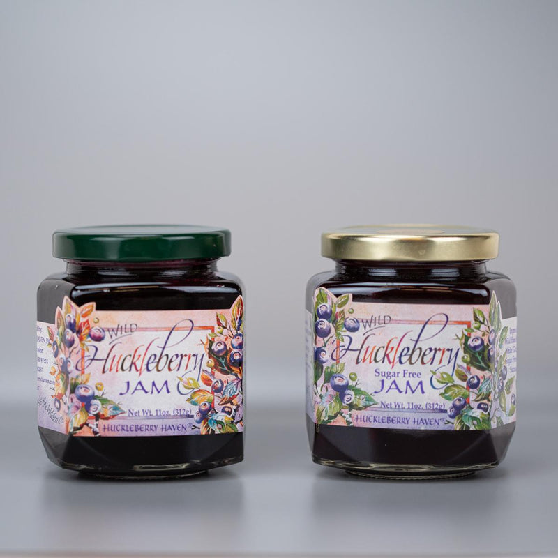 Load image into Gallery viewer, Wild Huckleberry Jam and Sugar Free Wild Huckleberry Jam from Huckleberry Haven
