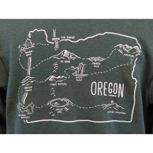 Travel Tee Explore Oregon Map Full-Zip Hoodie Sweatshirt