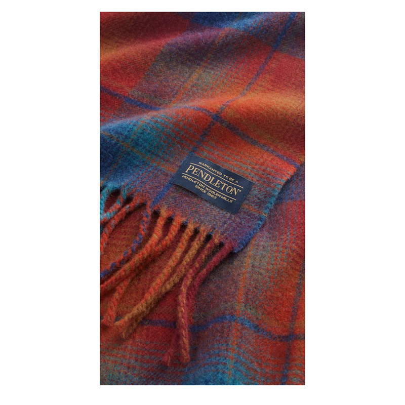Load image into Gallery viewer, Pendleton Whisperwool Maroon / Teal Ombré Muffler Scarf
