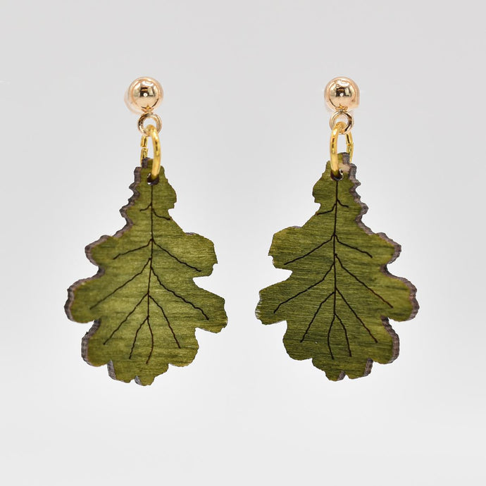 Oak Leaf Wooden Dangle Earrings