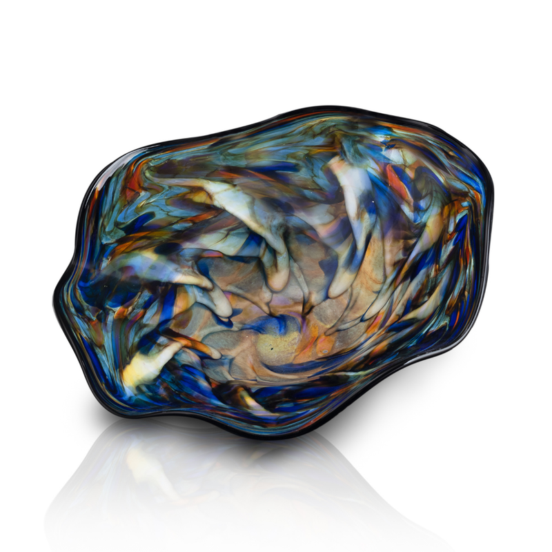 Load image into Gallery viewer, The Glass Forge Blue Sunrise Wave Bowl, Large
