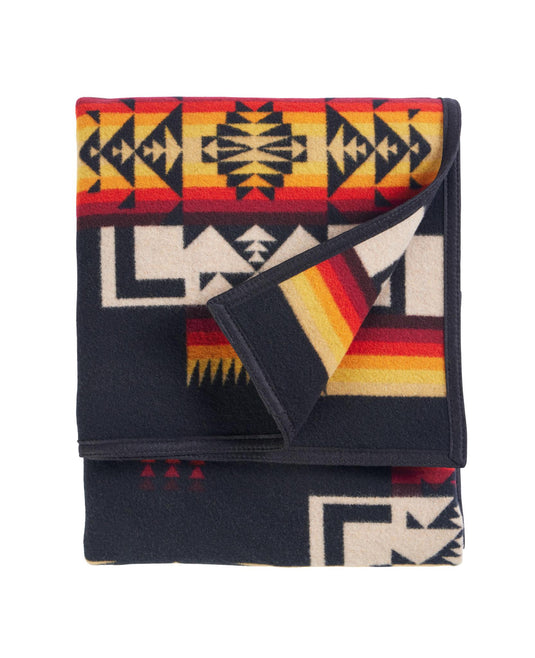 Pendleton Chief Joseph Black Wool Blanket, Twin
