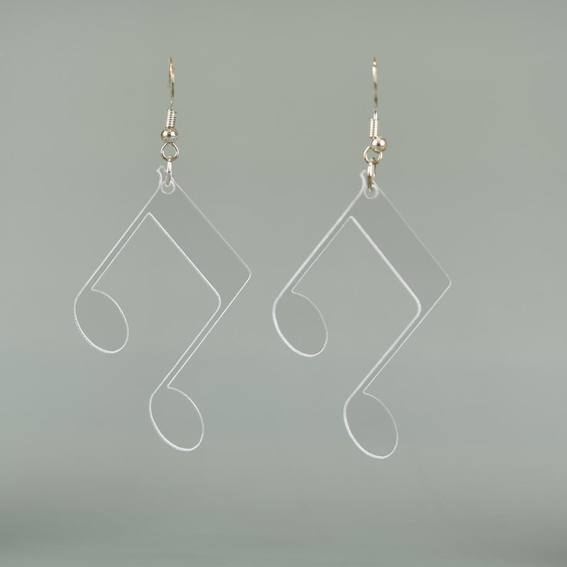 Load image into Gallery viewer, Music Note Clear Acrylic Earrings
