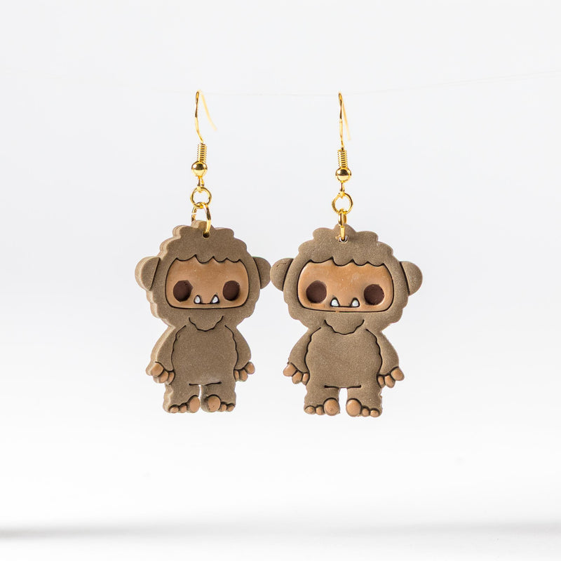 Load image into Gallery viewer, Bigfoot Polymer Clay Dangle Earrings
