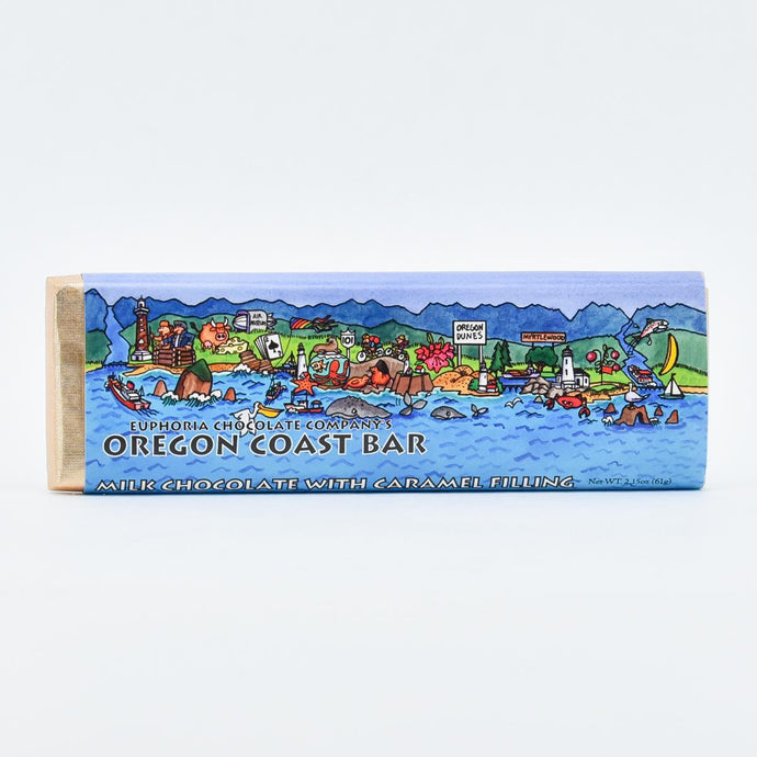 Oregon Coast Milk Chocolate and Caramel Bar, 2.15oz. front