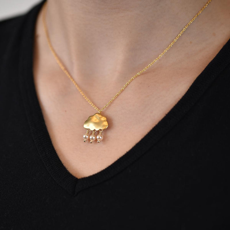 Load image into Gallery viewer, Belva Ann Gold Raincloud Necklace

