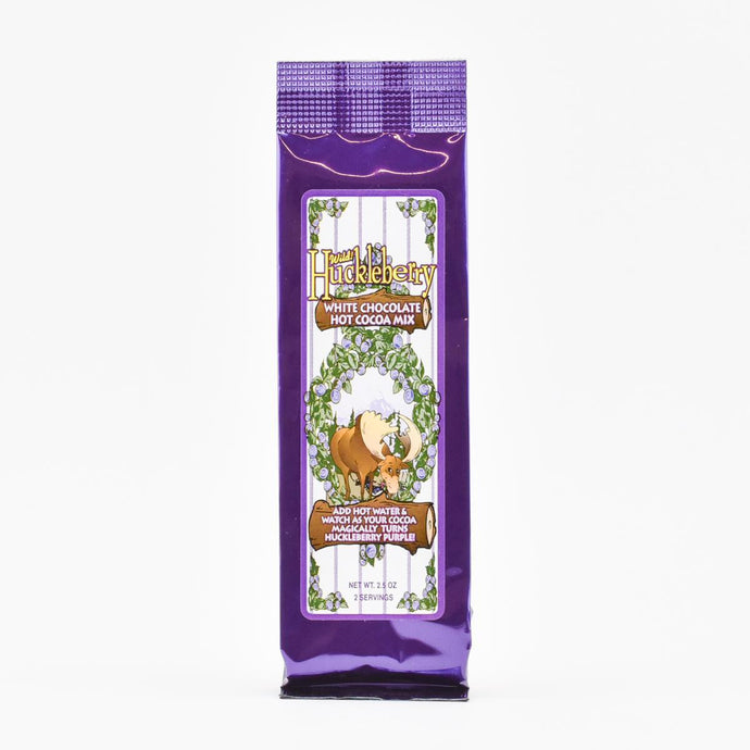 huckleberry white chocolate hot cocoa mix front of package