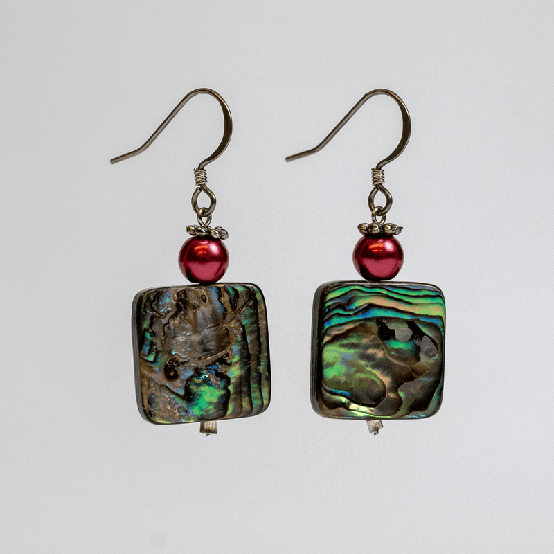 Load image into Gallery viewer, Abalone with Freshwater Pearl Earrings
