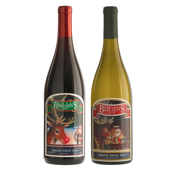 Rudolph & Blitzen Reindeer Wine Duo