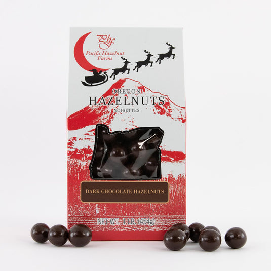 Pacific Hazelnut Farms Dark Chocolate Hazelnuts in Holiday Box, 16oz.