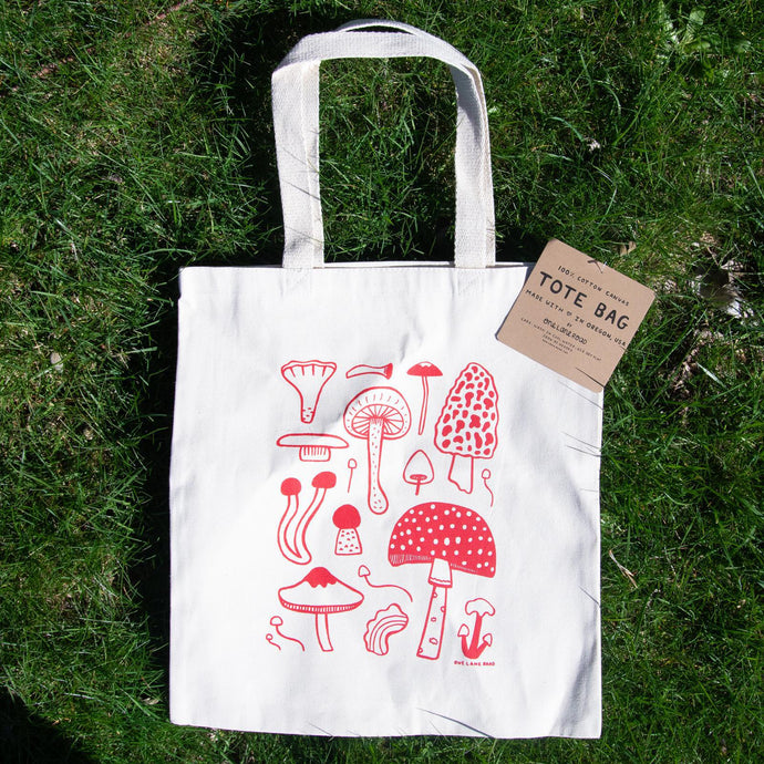 Red Mushroom Canvas Tote Bag