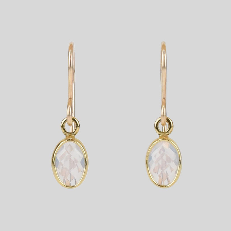 Load image into Gallery viewer, Tiny Oval Opalite Crystal Gold Earrings
