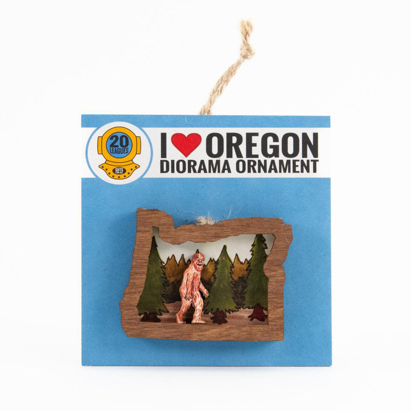 Load image into Gallery viewer, Oregon Sasquatch Diorama Wooden Ornament
