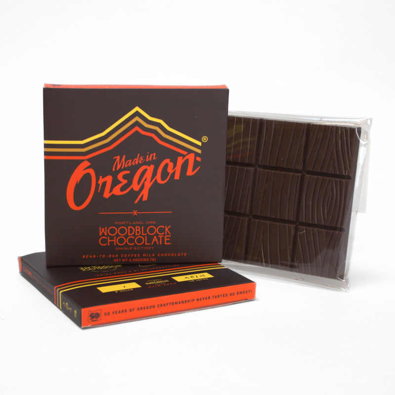 Load image into Gallery viewer, Woodblock MIO 50th Coffee Milk Chocolate Bar
