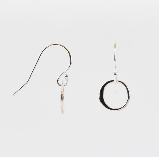 Silver Circle Small Dangle Earrings