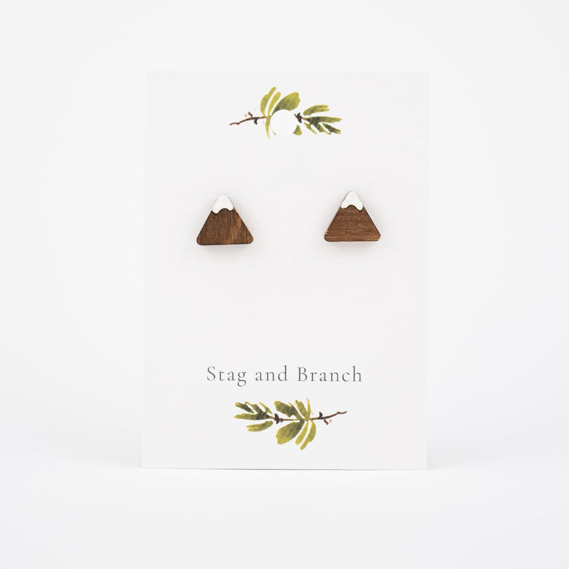 Load image into Gallery viewer, Snow Topped Mountain Wooden Earrings
