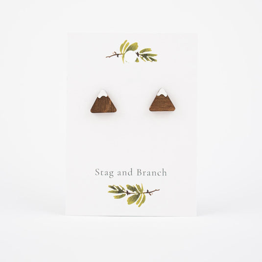 Snow Topped Mountain Wooden Earrings