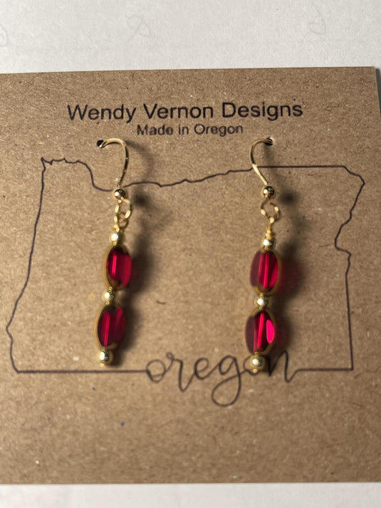 Earrings Red two beads