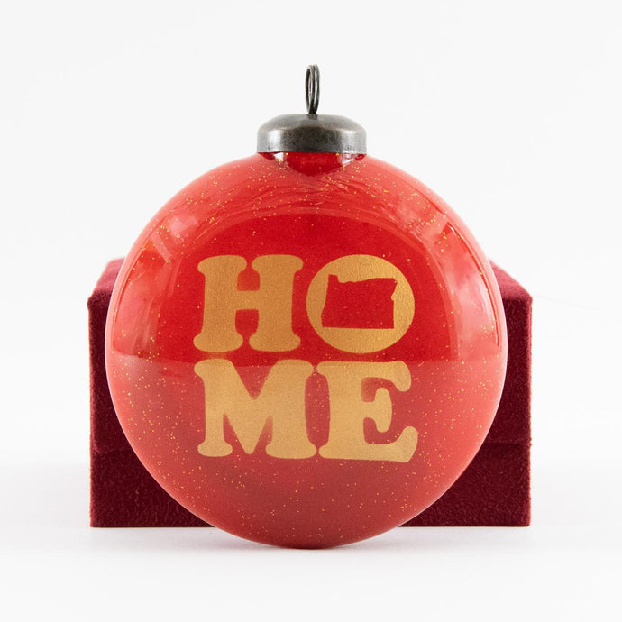 Oregon Home Red Glass Ornament