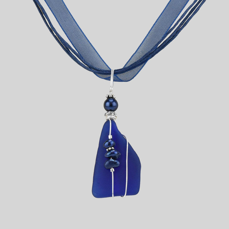 Load image into Gallery viewer, Essence of Fire &amp; Sea Blue Mermaid Tears Necklace cobalt blue
