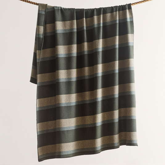 Pendleton Eco-Wise Olive Stripe Washable Wool Blanket, King