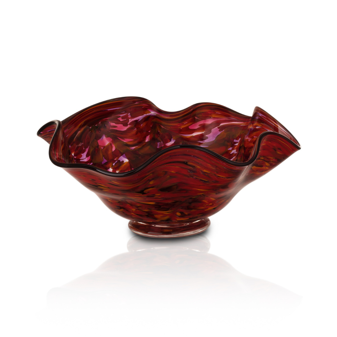 The Glass Forge Scarlet Cauldron Wave Bowl, Large