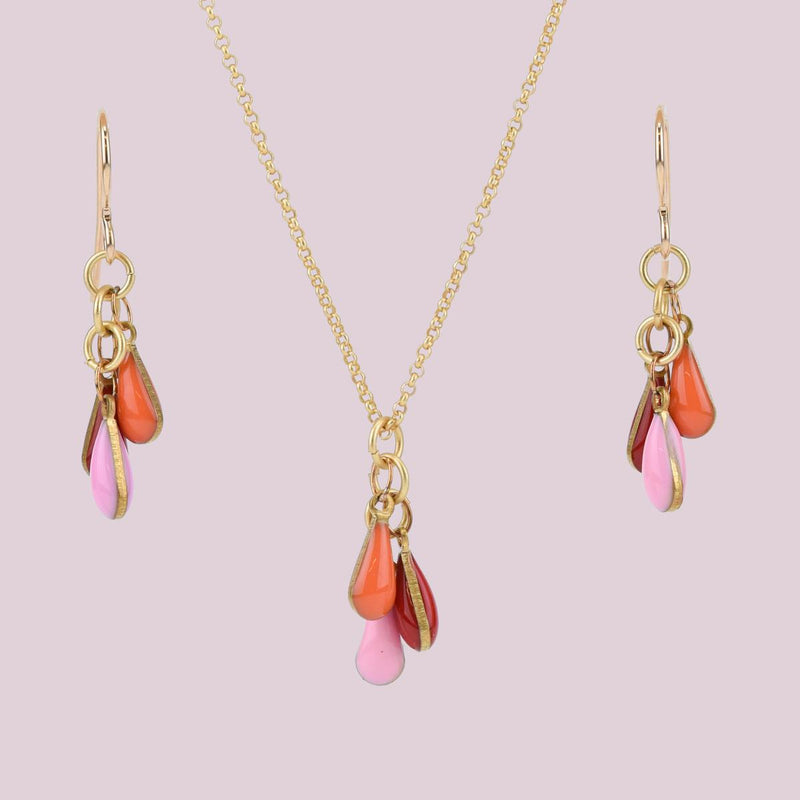 Load image into Gallery viewer, Red and Pink Teardrops Frankie Necklace
