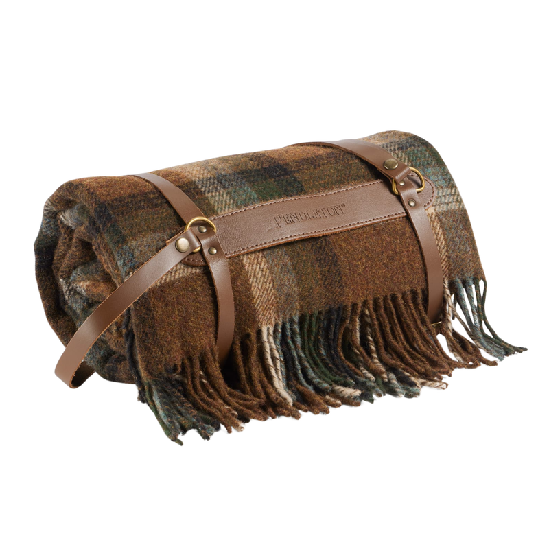 Load image into Gallery viewer, Pendleton Motor Robe Redwood Throw with Leather Carrier

