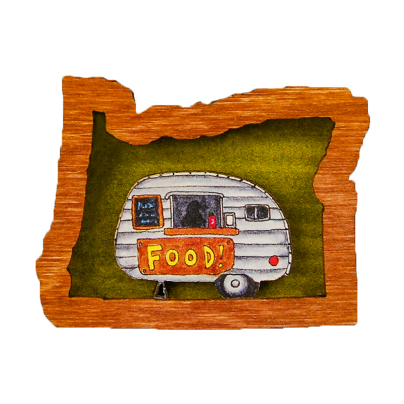 Load image into Gallery viewer, Oregon Food Cart Diorama Wooden Ornament
