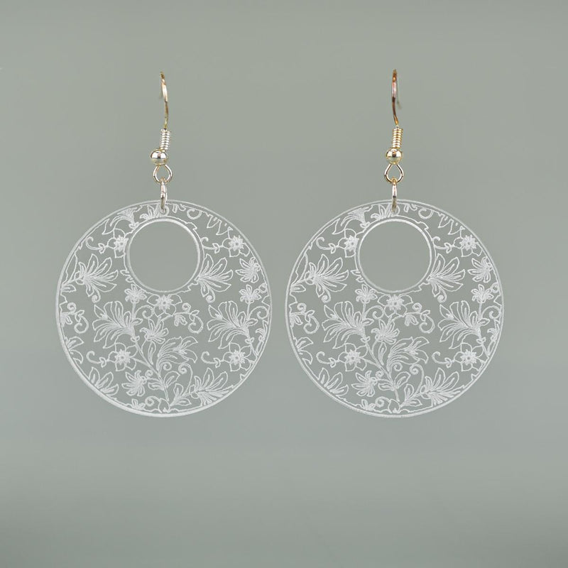 Load image into Gallery viewer, Damask Engraved Acrylic Earrings
