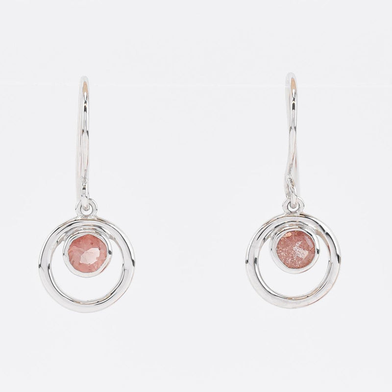 Load image into Gallery viewer, Desert Sun Gems Sunstone in Circle Earrings front
