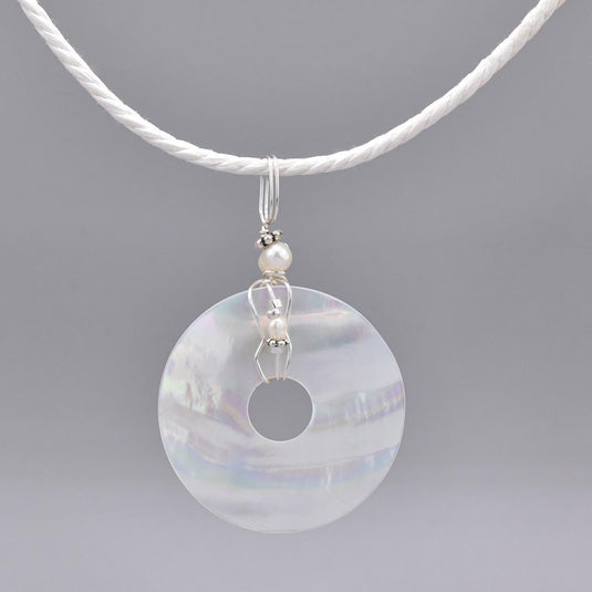 Essence of Fire & Sea Pearl Peacock Necklace white