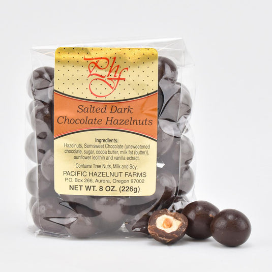 Pacific Hazelnut Farms Salted Dark Chocolate Hazelnuts, 8oz.