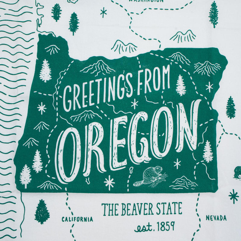 Load image into Gallery viewer, Greetings from Oregon Tea Towel
