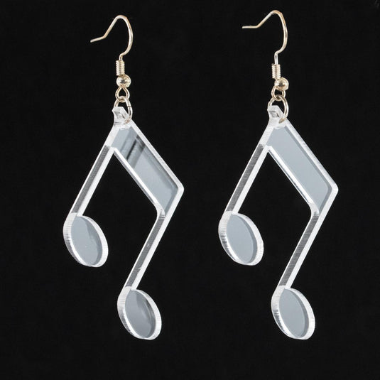 Music Note Clear Acrylic Earrings