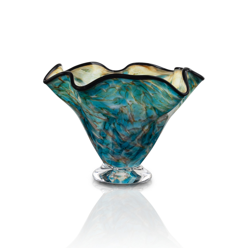 Load image into Gallery viewer, The Glass Forge Crater Lake Tall Wave Bowl, Small
