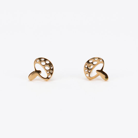 Gold Mushroom Earrings