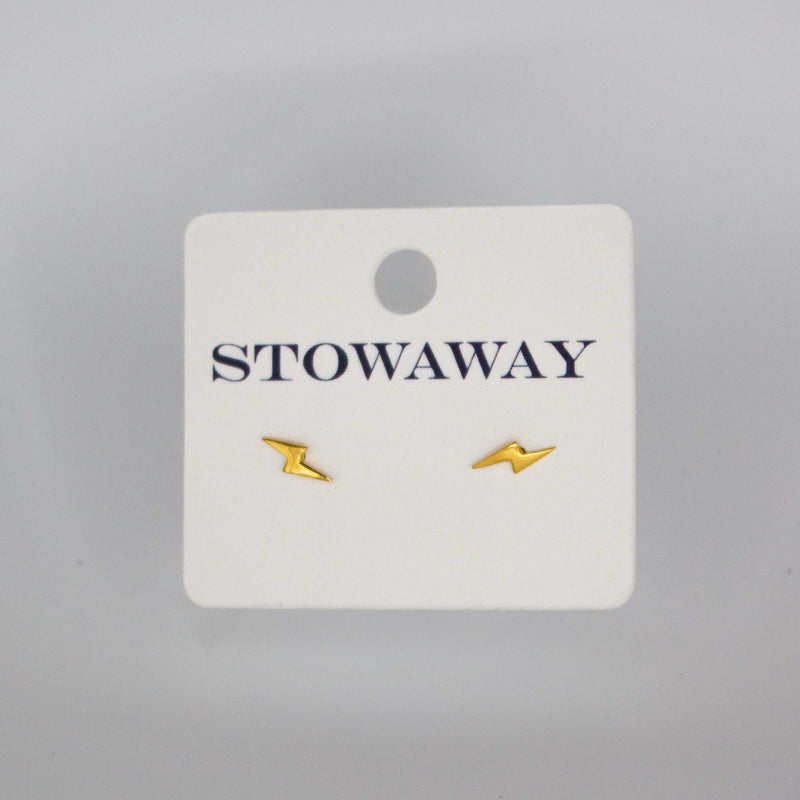 Load image into Gallery viewer, Gold Lightning Bolt Stud Earrings
