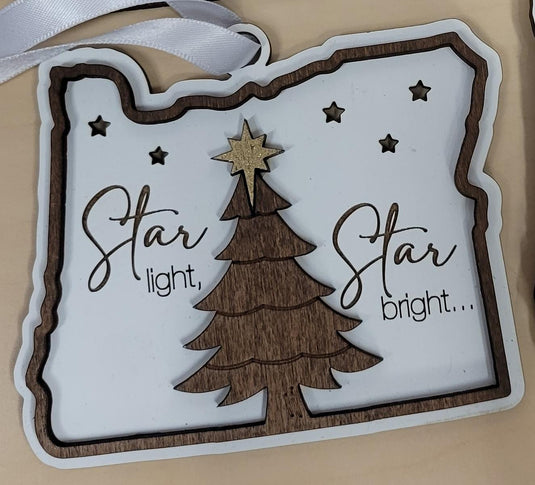 Ornament Oregon Star Light Star Bright Wood
